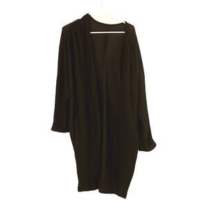 Black Open-Front Waffle Cardigan size M